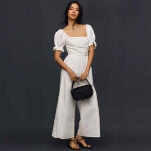 NWT En Saison Emma Eyelet Jumpsuit, White, Size Small